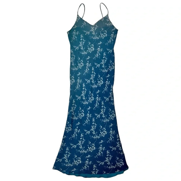 Vintage 90’s Blue Floral Maxi Dress - Picture 1 of 10